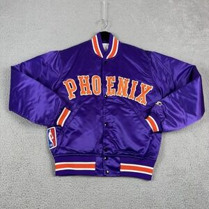 Vintage Phoenix Suns Starter Jacket Small Purple Script Satin Snap USA Made NBA